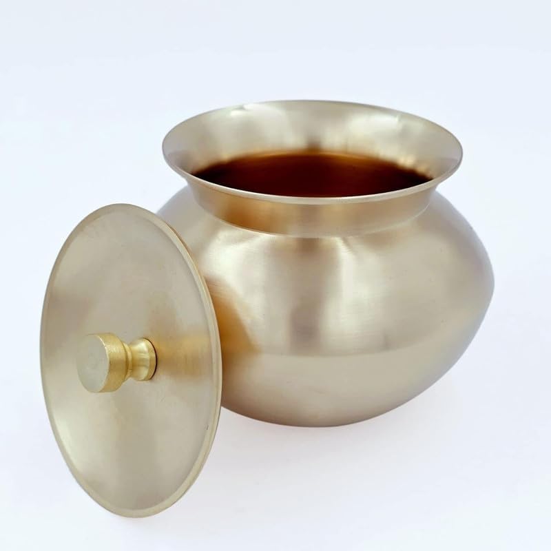 Image of Kansa Serving Handi Matte Polished Finish Lota With Lid Cookware And Serveware Bronze Handi For Kitchen (500 ML)