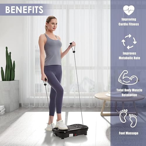 Image of Proton Vibration Plate Exercise Machine for Full Body Workout - 99 Speed Levels, Resistance Bands & Remote Control - Home Fitness Vibration Platform for Weight Loss, Muscle Toning & Circulation