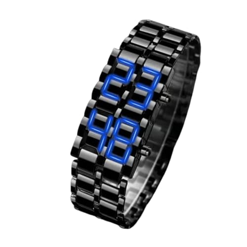 ROKOBN Pleteffect - Reloj digital LED, reloj de pulsera digital de moda para hombre, relojes con pantalla LED, relojes deportivos casuales de negocios, Negro azul