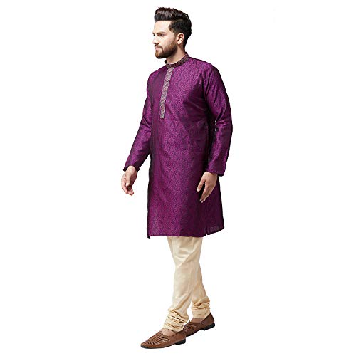 Sojanya (Since 1958 Men'S Jacquard Silk Kurta & Churidaar Pyjama3