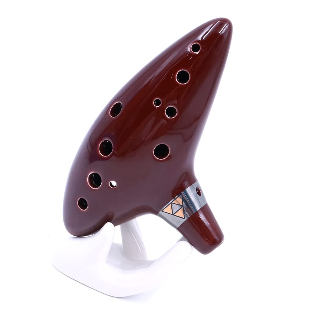 Alnicov Ocarina Alto Do 12 trous avec guide de démarrage et sac de protection Marron