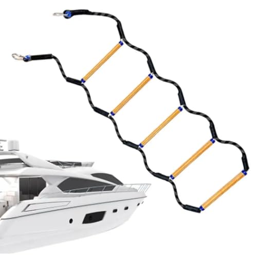 5-Stufen Bootsleiter Marine-Strickleiter, Feuerleiter Kletterhilfe für Jagd, Klappbar Abnehmbar für Schlauchboot Kajak