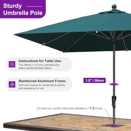 Image of PURPLE LEAF Patio Market Umbrella 8' x 8' Square Dual Tilt Green 8 Ribs