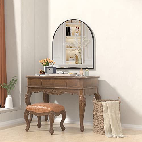 Cassilando Arched Mirror, 31.5"×33.5" Arched Bathroom Mirror, Metal Frame Mirror, Unique Wall Mounted Mirror, Black Vanity Mirror For Living Room, Fireplace, Bedroom, Entryway Asin: B0B2Vntzz9 #TOP4