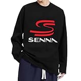 [ロニコン] Tシャツ メンズ レディース ティーシャツ アイルトン セナ 長袖 綿100% T-Shirts 肩落とし 丸襟 通勤 通学 日本からの発送 Black 3XL