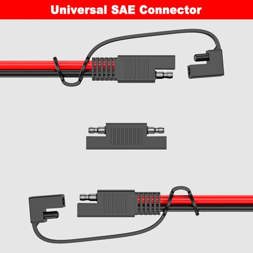 Image of SAE Extension Cable 12AWG 15FT, SAE Connector Extension Cable | SAE to SAE Extension Cable Wire with SAE Polarity Reverse Adapter for Solar Panel, Battery, Motorcycle, Car, RV, Truck
