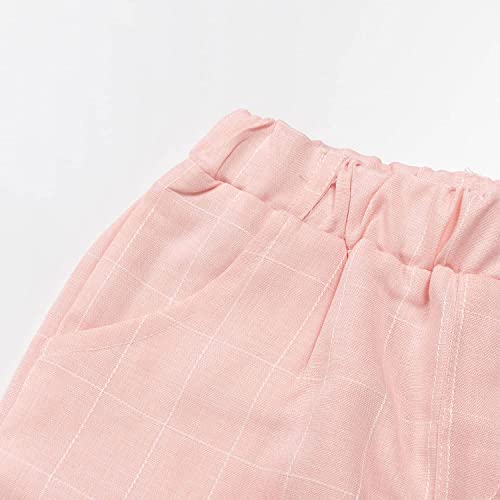 Lontakids 4Pcs Kids Boy’s Suits Summer Outfit Vest, Short Sleeve Shirt, Bowtie Pants Set For Wedding Graduation (Pink,10) #TOP7