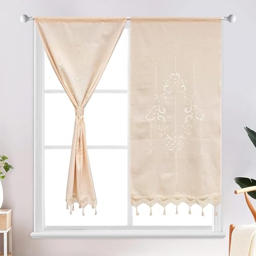 choicehot Beige Baumwolle Leinen Stickerei Küche Vorhang, Cafe Vorhang,...