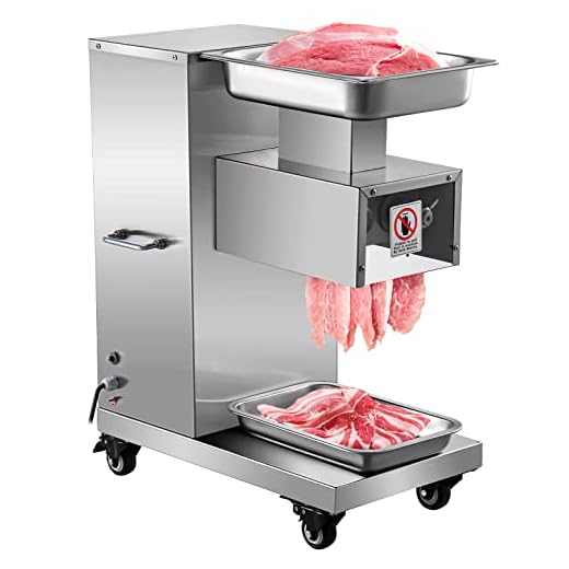 VEVOR 110V Commercial Meat Cutter Machine 1100LB/H Electric Meat Cutting Machine 750W Commercial Meat Slicer 3mm Blade Restaurant Food Slicer Stainless Steel For Kitchen Restaurant Supermarket