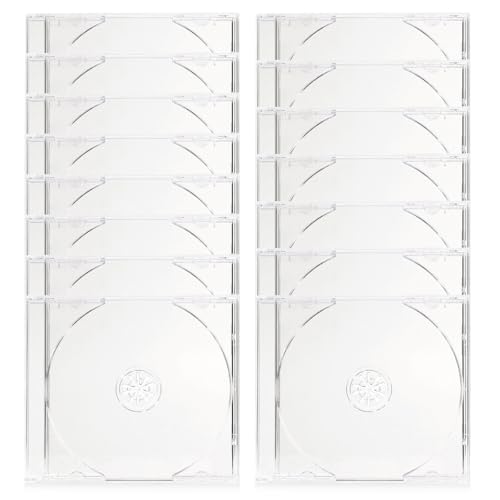 GOMETY 15 Fundas CD DVD Transparentes, Caja Slim de Plástico para 1 Disco, Estuche Protector para Almacenamiento y Archivado de Discos