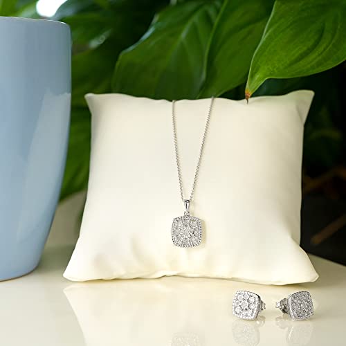 Timeless Love 1/10 Cttw Diamond Cushion Pendant Set In Sterling Silver thumb #2