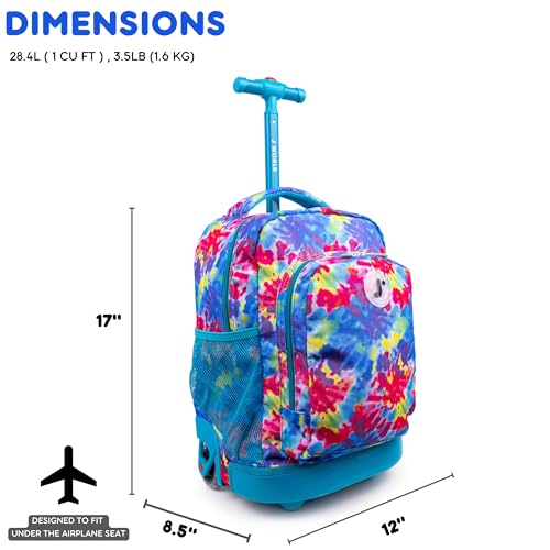 J World Sunny Rolling Backpack for Kids. Roller Bag With Wheels, Tie Dye by J World New York - Image 4