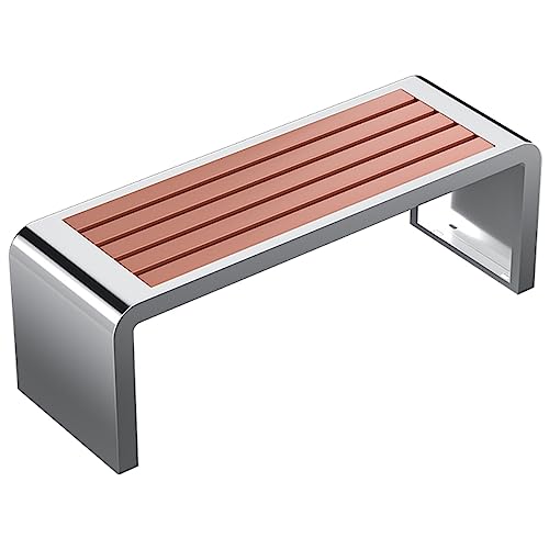 Banc de jardin extérieur moderne en acier inoxydable et bois composite