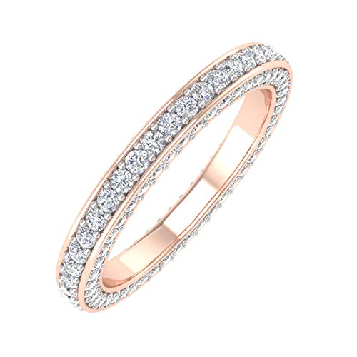 1 Carat Prong Set Round Cut Diamond Ladies Wedding Eternity Ring for Women in 14K Gold - IGI Certified (Ring Size 4-11)