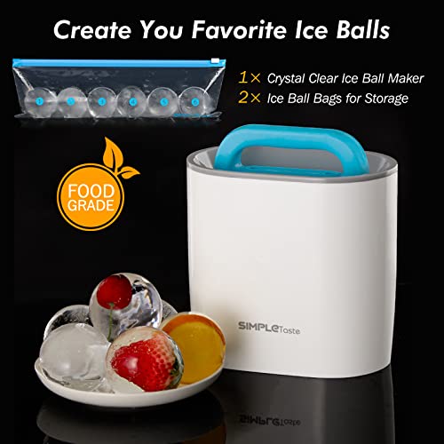 Simpletaste Crystal Clear Ice Ball Maker Mold - 2.36 Inch Clear Sphere, Plus 2 Ice Ball Storage Bags, Bpa-Free Silicone Large Sphere Ice Mold, Ice Cube Tray For Whiskey, Cocktail And Drinks… #TOP2