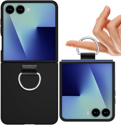 Image of Scalebee Back Cover for Samsung Galaxy Z Flip 7 / Flip7 5G Ultra Thin Slim Protective Case Cover with Metal Ring (Black)