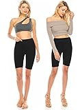 SATINA Biker Shorts for Women - High Waist Biker Without Pockets - Yoga Shorts for Regular & Plus Size Women (8-Inch, Small, Black)