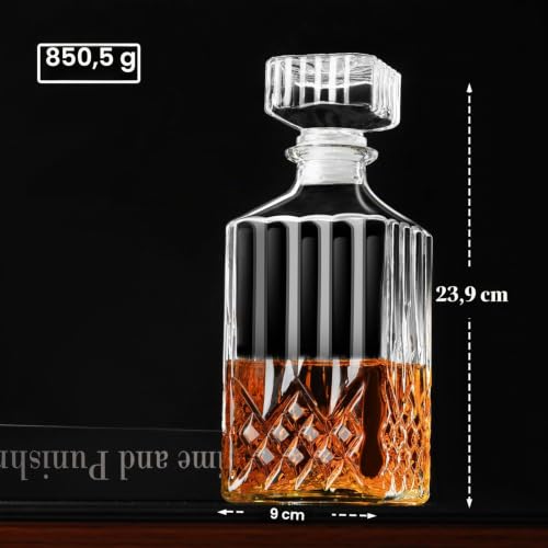 PARACITY Whiskey Karaffe, 890ML Dekanter für Alkohol mit Glasstopfen, Whisky Karaffe in Geschenkbox, Whiskey Geschenke für Männer… – Ansicht 2