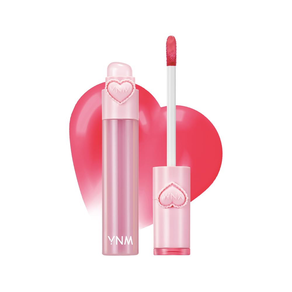 YNM Heart Jelling Tint, CHERRY JELLING, Silicone Lip Brush Included, K-Beauty, Non-Sticky, Moisturizing, Smudge-Proof, Korean Lip Tint, Long-Lasting,