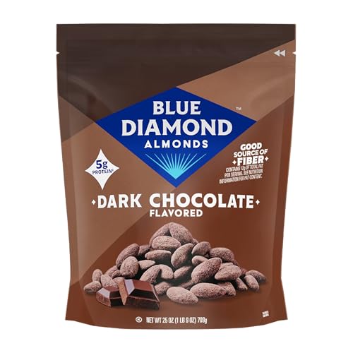 Blue Diamond Almonds, Oven Roasted Dark Chocolate Flavored Snack Nuts, Plant-Based Protein and Fiber, Perfect for Events, Holidays, Parties, and Lunch, Guilt-Free Snacking with Real Cocoa, 25 Oz Resealable Bag (Pack of 1)
