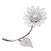Broche tournesol en alliage de zinc avec pierre opale et pétales de fleur