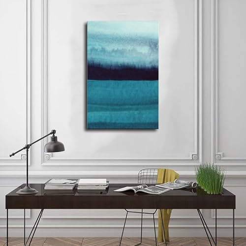 Impression sur toile aquarelle abstraite bleu-vert salon déco - 3