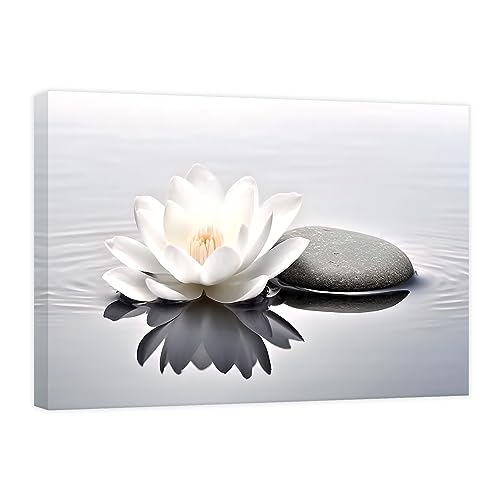 CCWACPP Zen Canvas Wall Art White Lotus Bloom in Water ...