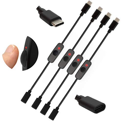 MazerPi Raspberry Pi Power Switch, with Indicator Light Raspberry Pi 4 Power Switch Power Supply Cable USB C Power Switch Type-C Power Switch for Raspberry Pi 4 (4-Pcs)