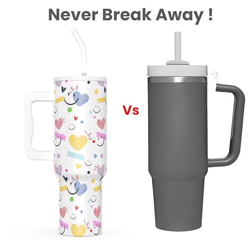 Image of enem Tumbler, Happy Chaos, Insulated Premium Vacuum Leak Proof Tumblers, Stainless Steel Travel Mug with Handle, Lid & Straw, 1.2L Tumbler for Coffee, Iced Tea, or Water