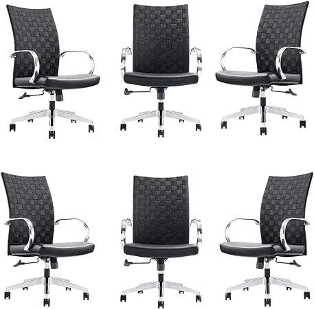 GM Seating Weeve Conference Room Chairs - High Back Adjustable Swivel Desk Chair for Home or Office - Leather Executive Office Chair with Aluminum