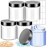 MotBach 4 Pack 16oz Plastic Jars with Lids, 480ml Round Clear Cosmetic Containers Makeup Jars, Travel Size Container Jar for Makeup Lotion Cream Sample Salve Ointment Travel Storage Beauty Products