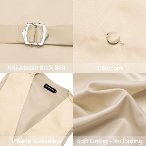 Image of Barry.Wang Mens Suit Vest Bow Tie Set 4PCS Formal V-neck Slim Fit Casual Solid Color Waistcoat Wedding Party Tuxedo