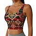 Women Girls Summer U-Shaped Back Sports Bras Elastic Ethnic Aztec Indiana Western Southwest Retro Vintage Pattern Athletic Tops with Pads Quick Dry Sportswear for Workout Training