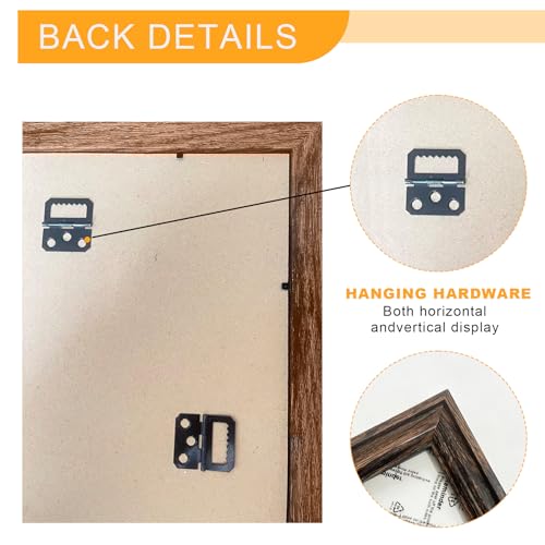 Image of BESCRCL 11x14 Picture Frame Wall Hanging, Engineered Wood Photo Frames for 11 x 14 Picture, Brown, 1 Pack