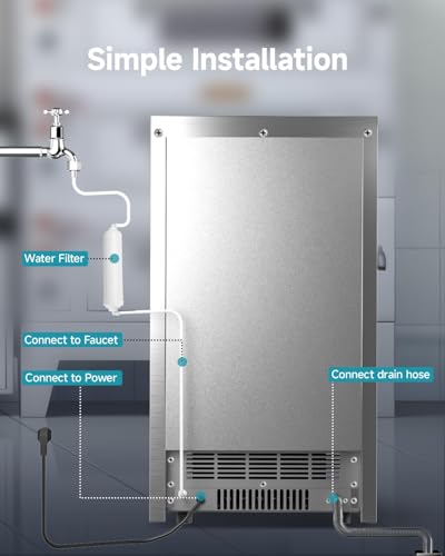 Image of EUHOMY Commercial Ice Maker,120lbs /24H,Stainless Steel Under Counter Ice Machine with Water Filter,33lbs Storage Capacity, 45 Cubes in 8-12 Mins, Freestanding Ice Machine for Home /Bar /Cafe /Restaurant