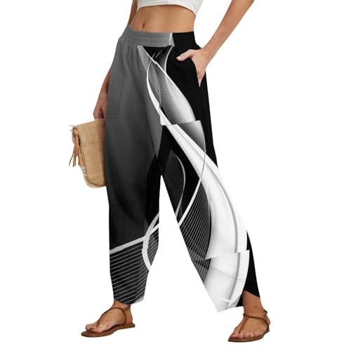 Harem Pants for Women Wide Leg Casual Elastic Sweatpants Fall Cropped Fashion Pants Tie Dye Ankle Outfits with Pockets