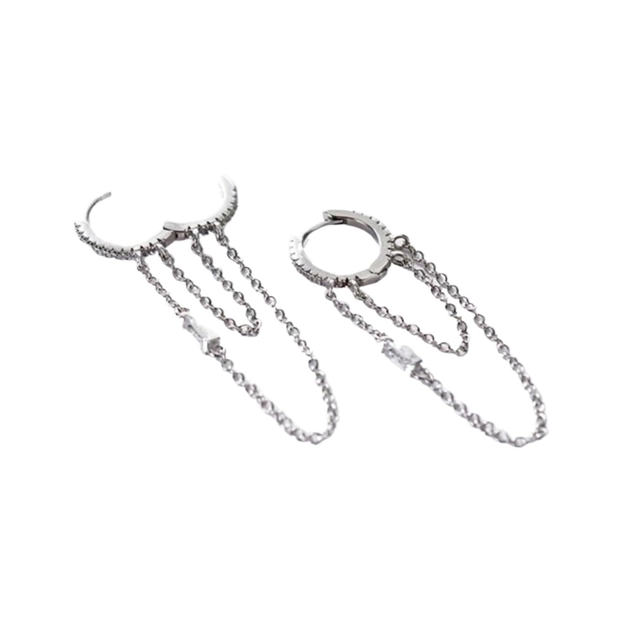 JFGCTYHXY Earrings, 925 Sterling Silver Elegant Tassels Clear Cz Ear Buckle Trendy Gold Color Hoop s For Women Wedding Jewelry Gifts