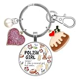 Polish Gifts Poland Lover Keychain for Christmas Graduation Birthday Retirement Poland Vacation Souvenir for Women Kids Mom Girl Trip Pierogi Theme Travel Jewelry Funny Polish Landmarks Keyring