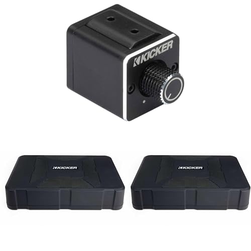 Kicker (2) 51HS8 Hideaway Compact Powered Subwoofer Enclosure with 8-Inch Subwoofer & 51DBRC Dual Amp Bass Remote Bundle