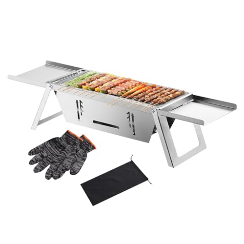 Klappbarer Grill - Camping Grillgerät | Edelstahl Grillplatte Reisefreundlich Für Outdoor Kochen Garten Tischgrill Balkon Wohnung Und Picknick