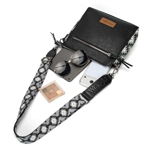 Image of Wrangler Aztec Crossbody Purse Medium Shoulder Bags for Women Western Handbag with Guitar Strap