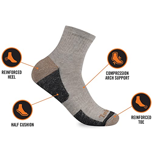 Timberland Men's 4-Pack Half Cushioned Quarter Socks, Brown, One Size #TOP1