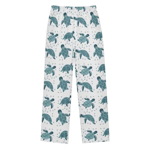 Boys' Pants Big Blue Sea Turtle Bubbles Long Bottoms Jogger Pants Elastic Waist Trousers with Pockets S-XL
