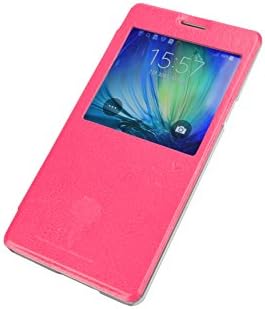 Samsung Galaxy A7 Case,ultra-thin Fashion Simple Luxury Smart Window View Premium Pu Leather Cover Case for Samsung Galaxy A7 (Rose-bengal)