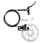 RUJOI MTB Hydraulic Disc Brakes Set, Mountain Bike Right Rear 1450mm Brake Aluminum Alloy Levers with Calipers PM/is Adapter and 160mm rotor Fit E-Bike(Pred Bled/Pads Included)