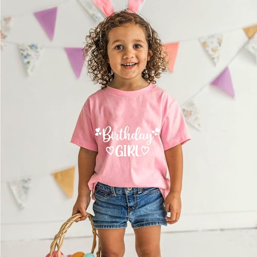 Image of Birthday Shirt Girls Toddler T-Shirts Unicorn Mermaid Birthday Tees Little Kids Top Outfit White Pink 2nd 3rd 4th 5th 6th 7th