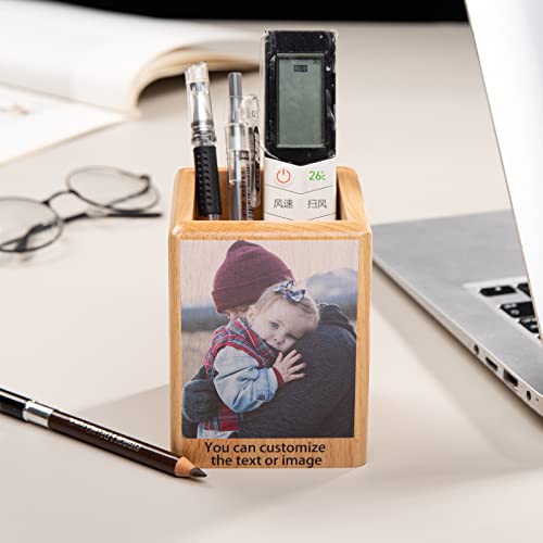 Glooraca Custom Photo Wood Pencil Pen Holder Pencil Cup Pen Organizer Stand For Desk For School Office (Style 1) #TOP6