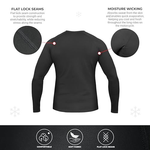 Image of ViaTerra Fleece Winter Base Layer TOP | Available in 3 Sizes | Breathable, Easy Stretch, Black