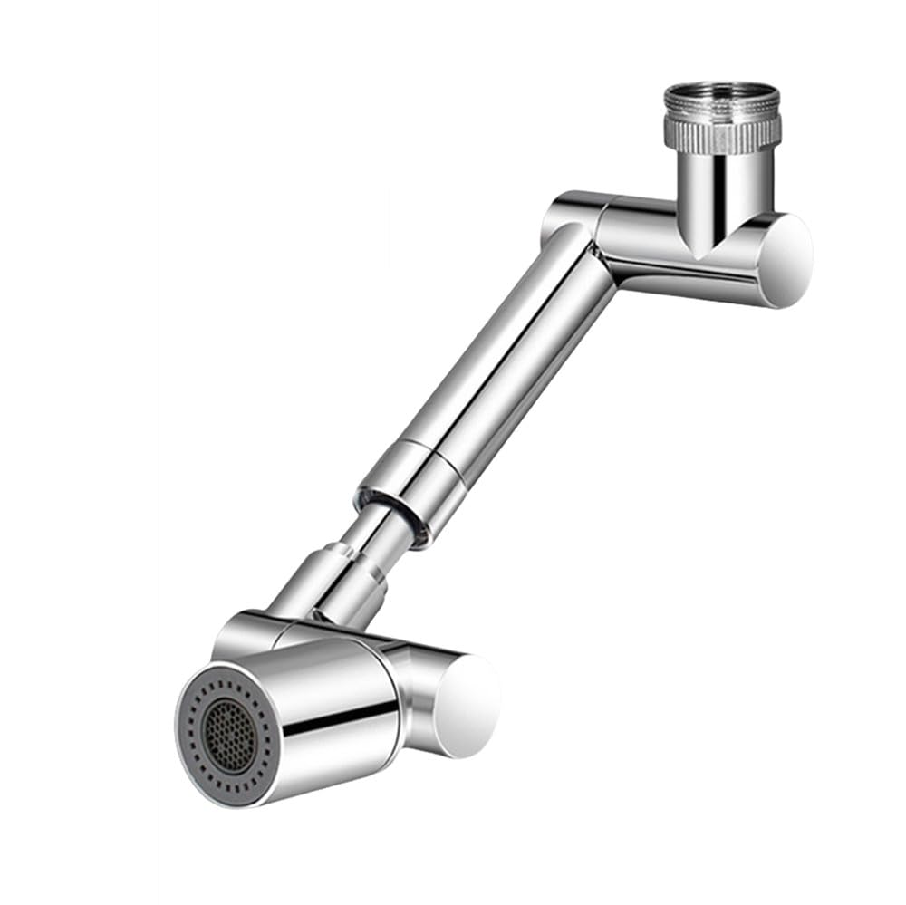 Braccio robotico girevole retrattile universale 1440 °, estensione per rubinetto, aeratore, estensore per lavello da cucina, 2 modalità di flusso dell'acqua, modalità singola, argento, 1 pezzo