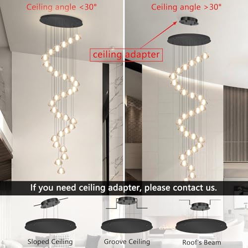 Image of 197'' Long Large Crystal Chandeliers 30-Lights LED Chandeliers for High Ceiling Handing Light Fixture for Entrance Hallway Foyer Staircase
